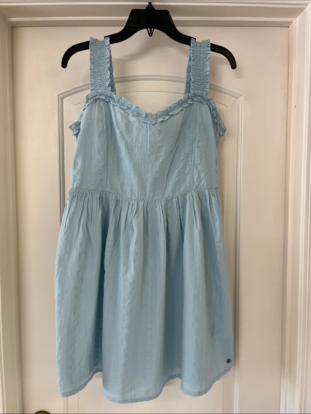 Roxy Light Blue Smocked Dress with Ruffle Trim